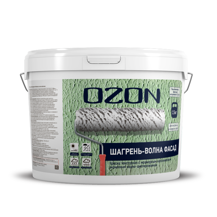 Краска фактурная OZON Шагрень-волна фасад ВД-АК-171СМ-15 С (бесцветная)  морозостойкая